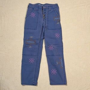 Pilcro Anthropologie Embroidered Utility Pants